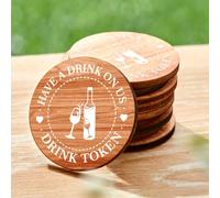 Marsui 50 Fichas de Bebidas Fichas de Madera para Eventos Drink Token de Madera Rústica Vintage con fForma de Corazón para Boda Favores Bebidas Fiestas Cumpleaños Bar Suministros (Copa de Vino)