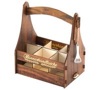 Marsui Bolso de Hombre Beer Madera para 6 Cervezas con 1 Abrebotellas Porta Botellas Regalos para Hombre Festival de Cerveza Fútbol Camping Cumpleaños Día del Padre(29,8 × 21,5 × 16 cm,Elegante)