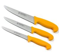 Marsvogel Solingen # 71-(S87A6) - Juego de 3 cuchillos de carne, compuesto por dos cuchillos fileteadores de 8 pulgadas (20 cm aprox.) y 7 pulgadas (17 cm aprox.) + un cuchillo deshuesador de 6 pulgadas (15 cm aprox.)