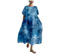 MARSVOVO Vestido de verano de talla grande para mujer, ajuste holgado, bohemio, estampado floral, arte japonés, vestido de verano para esconder el vientre, Yhcolor-12, XL