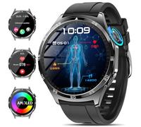 Marsyu 2025 Reloj Inteligente Hombre,1.43" AMOLED Smartwatch con /Presión Arterial/SpO2/Ácido Úrico/Lípidos/Sueño/SOS/Llamada Bluetooth,Sports Fitness Tracker para iOS Android