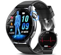 Marsyu Reloj Inteligente + /Ácido úrico,1,56" AMOLED Smartwatch con Llamadas Bluetooth,24H Frecuencia Cardíaca,ρresιón Arterιαl,SpO2,Temperatura,Sueño,Reloj Deportivo,Silicio Negro
