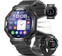 MARSYU Reloj Inteligente Hombre GPS,1.43" HD Smartwatch con Llamadas Bluetooth/Linterna/Brújula/Frecuencia Cardíaca/SpO2/Sueño,5ATM con 650mAh,107+ Deportivos Smart Watch para Android iOS(Negro Acero)