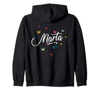 Marta - Hermoso Nombre de niña con Mariposas Coloridas Sudadera con Capucha