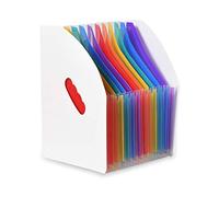 Marte Vanci - Organizador de documentos para escritorio, diseño de acordeón (tamaño A4, archivador de documentos), color Arco iris - blanco