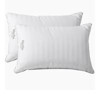 Martha Stewart Hotel Collection Medium Soft Feather Almohas Down 100% Algodn 500 Hilos de hilo Damasco Bordado Bordado King Tamao de 2 White 2 2