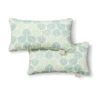 Martha Stewart Juego de 2 Almohadas lumbares Decorativas Modernas de Hojas de plátano para Interiores y Exteriores, Resistentes a la decoloración UV, Repelente al Agua, diseño Tropical Impreso, 11 x