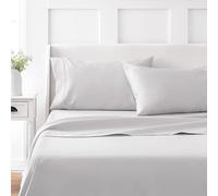 Martha Stewart Juego de sábanas 100% algodón, tamaño Individual, 3 uds., Suave, Liso, Duradero, fácil Cuidado, Profundidad de 41 cm, satén, 1 Plana, 1 Bajera, 1 Funda de Almohada, Color Gris