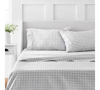 Martha Stewart Juego de sábanas 100% algodón, tamaño Individual, 3 uds., Suave, Liso, Duradero, fácil Cuidado, Profundidad de 41 cm, satén, 1 Plana, 1 Bajera, 1 Funda de Almohada, Color Gris Claro