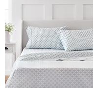 Martha Stewart Juego de sábanas 100% algodón, tamaño Queen, 4 uds., Suave, Liso, Duradero, fácil Cuidado, Profundidad de 41 cm, satén, 1 Plana, 1 Bajera, 2 Fundas de Almohada, Azul