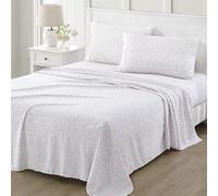 Martha Stewart Juego de sábanas de 4 Piezas de Microfibra cepillada y Lavada ultrasuave, fácil Cuidado, cómodas sábanas con Bolsillo Profundo, 1 sábana encimera, 1 sábana Bajera, 2 Fundas de Almohada