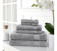 Martha Stewart Juego de Toallas de algodón Egipcio, 6 Piezas, 500 g/m², Juego de Toallas de baño de Felpa, 2 Toallas de baño, 2 Toallas de Mano, 2 paños, artículos Esenciales de baño, Color Gris