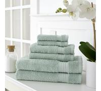 Martha Stewart Juego de Toallas de baño de algodón Egipcio, 6 Piezas, 2 Toallas de baño, 2 Toallas de Mano, 2 Toallas pequeñas, Color Salvia