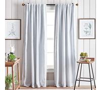 Martha Stewart Lido Linen - Par de Paneles de Cortinas Opacas con Forro de Espuma para Barra/pestaña Trasera, 95 Pulgadas, Color Blanco