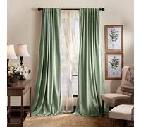 Martha Stewart Lucca - Par de Cortinas Opacas de Terciopelo para Ventana, 95 Pulgadas, Color Verde