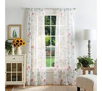 Martha Stewart Marthas Garden - Cortina de Ventana Semitransparente con Bolsillo para Barra, 213 x 127 cm, Multicolor