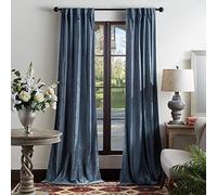 Martha Stewart Naples - Par de Paneles de Cortina de Chenilla sólida con pestaña Trasera, 84, Azul Marino
