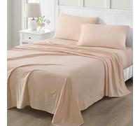 Martha Stewart Peachy Keen - Juego de sábanas matrimoniales de 4 Piezas, Microfibra Lavada, Ultra Suave, 1 sábana encimera, 1 sábana Bajera, 2 Fundas de Almohada estándar, Rosa Rosa