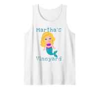 Marthas Vineyard Lindo Whimsy Whimsical Sirena Rubia Camiseta sin Mangas