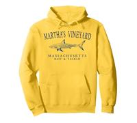 Martha's Vineyard Massachusetts Tiburón Azul Marino Letras Sudadera con Capucha