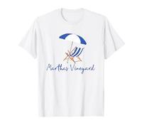 Martha's Vineyard - Silla de playa con diseño de rayas azules náuticas Camiseta