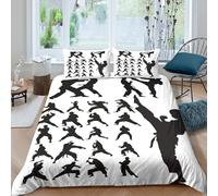 martial arts action Funda Edredon Microfibra Suave 3 Piezas Compuesto Estampado 3D martial arts action Funda de Edredón con Funda de Almohada Antibacteriana for Ancianos Super king（260x220cm）