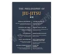 Martial Arts Mindset Poster Jiu Jitsu Principles Wall Art for Discipline and Resilience Home Office Gym Wall Inspiration(Unframed,12x18inch(30x45cm))