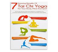 Martial Arts Tai Chi Benefits Poster Inspirational Canvas for Physical and Mental Health Living Room Bedroom Decor(Unframed,08x12inch(20x30cm))