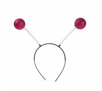 MartianHeadband - Diadema de alienígena de Halloween con antena metálica, diadema de antena marciana, Rosa Roja, Talla única