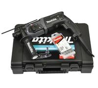Martillo combinado Makita HR2470BX40 que incluye juego de brocas SDS-PLUS en maletín de transporte, 780 W, 230 V, Black Edition