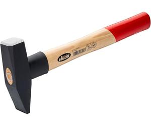 Martillo de cerrajero ViGOR V2662-800 Cabeza de martillo de 800 g, mango de madera de nogal con protección antigolpes de goma, longitud 350 mm, para trabajos potentes y precisos
