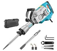 Martillo de demolición de 1700 W, martillo eléctrico de alta resistencia con cable de 14 A for hormigón, con estuche de transporte, cincel y taladro eléctrico.