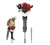 Martillo de demolición de 1900 W, 52 CC, 2 tiempos, gasolina, 1500 ppm, 20-55 J de energía de impacto para demolición de hormigón, martillo de hormigón con 2 brocas