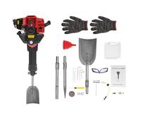 Martillo de demolición de gasolina, 52 cc, 1900 W, 55 J, 2 tiempos, con pala para árbol, pico, azada plana, embudo, guantes + gafas de protección, depósito de 1,3 L, excavadora para construcción
