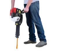 Martillo de demolición de gasolina, 52 cc, 1900 W, trituradora de hormigón de 2 tiempos con punta y cincel plano, 55 J de arranque manual, martillo cincelador para trabajos de rotura y demolición