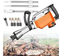 Martillo de demolición eléctrico, triturador de hormigón resistente con 2 cinceles, para astillado y rotura eficientes, mango giratorio