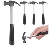 Martillo de Garra Mini Negro, 5 Piezas, para Clavos sin Marcas | Mango de Plástico Tubo de Acero y Hierro, Formato Pequeño para Hogar, Útil como Martillo de Instalación