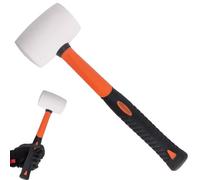Martillo de goma blanco: 600 g de caucho natural, martillo de goma dura de 55 mm, martillo de pavimento con mango antideslizante, martillo de goma dura, para interior y exterior