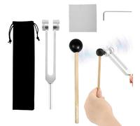Martillo de horquilla de afinación de 128 Hz, con martillo de silicona y bolsa, para reparación de ADN, terapia de sonido curativo, horquilla de afinación de diagnóstico de aleación de aluminio, para