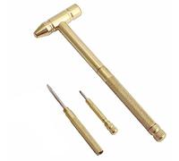 Martillo de latón, 5 en 1 multifunción de doble cabeza Mirco Hammer Set con destornillador para reparar relojes de joyería