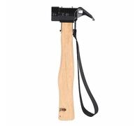 Martillo de uñas multifuncional de acero al carbono con garra, martillo de reparación con mango ergonómico de madera, martillo compacto para camping y uso en exteriores con cuerda