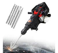 Martillo Demoledor Gasolina, 30J Potente Martillo Demoledor 33CC con 3 Brocas/1 Cincel Puntiagudo/1 Cincel Plano, 2 Tiempos, Martillo de Gasolina, Martillo Perforador