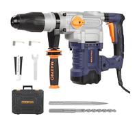 Martillo Demoledor MAXPRO 1600W SDS-MAX, 9J de Impacto - Taladro Percutor para Hormigón - Capacidad de Perforación: 50mm - Incluye Mango Anti-Vibración y Juego de Cinceles con Maleta