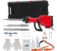 Martillo eléctrico resistente de 1700 W, kit de herramientas eléctricas de demolición con 3 puntas de cincel, funda de transporte y guantes de seguridad para hormigón, ladrillo y mampostería, juego de