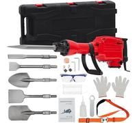 Martillo eléctrico resistente de 2200 W, kit de herramientas eléctricas de demolición con 3 puntas de cincel, funda de transporte y guantes de seguridad para hormigón, ladrillo y mampostería, juego de