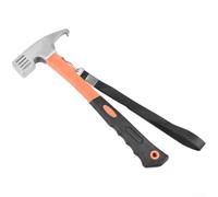 Martillo ergonómico de acero de alto carbono para tienda de campaña con cabeza de gancho multifuncional y mango de goma absorbente de golpes para uso en exteriores (naranja)