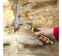 Martillo geológico con cabeza plana y puntiaguda, púa de roca de acero 45 para exploración minera, mampostería, construcción al aire libre, mango de goma antideslizante, (B)
