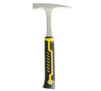 Martillo geológico con cabezas planas y puntiagudas - Martillo de roca de acero 45 para minería de campo, exploración geológica y mampostería - 280 mm, mango amarillo de alta visibilidad (D)