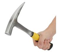 Martillo Geológico Doble Cabeza Puntiagudo y Plano Empuñadura de Goma Mango Amarillo Superficie Pulida 804 1028 G