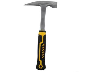 Martillo geológico para exploración de campo y división de rocas, herramienta de acero 45 de doble cabeza con punta puntiaguda y cara plana, goma antideslizante ergonómica Han(A)